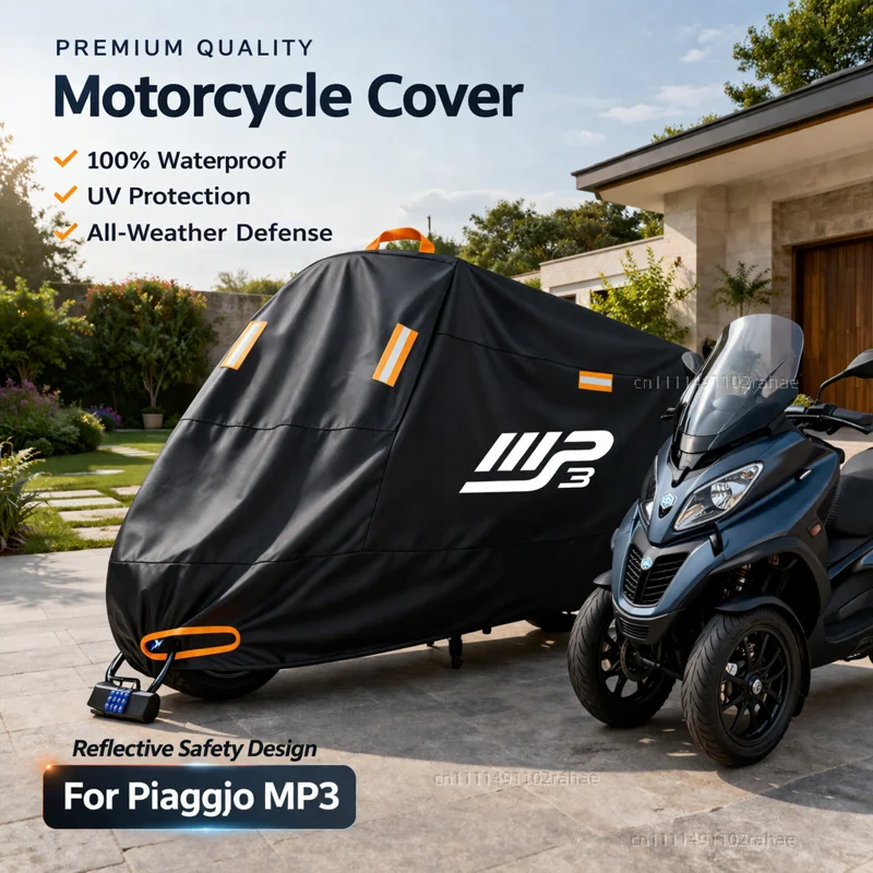 

For Piaggio MP3125 2025 Motorcycle Cover Waterproof Heavy Duty Polyester Tarpaulin UV Protective Outdoor Rain Dust Sun Protector