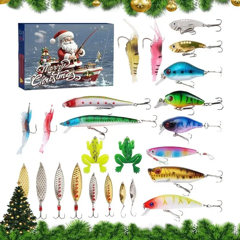 Fishing Tackle Advent Calendar Fishing Lures Set Fishing Tackle Set Christmas Countdown Calendar Christmas Fish Bait Gifts