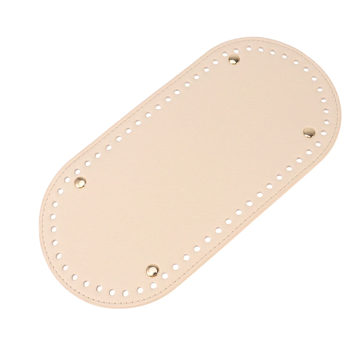 แผ่นรองฐานกระเป๋าทรงรีทำจาก PU สีแอปริคอต สำหรับงาน DIY ทนทาน มีรูและตะปู 4 ตัว อุปกรณ์ตกแต่งกระเป๋าสุดหรู