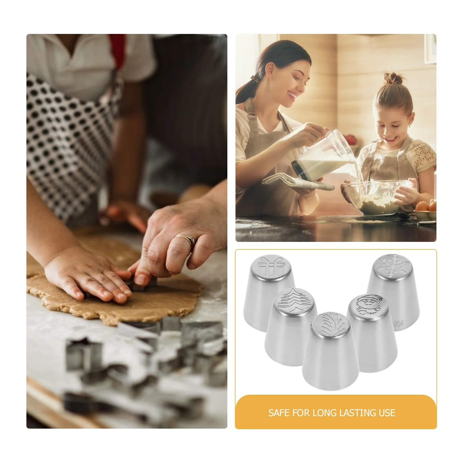 

5pcs Christmas Piping Tips Stainless Steel Cake Decoration Tools For Baking Pastry Cupcake Cookie Decorating Set Nozzle