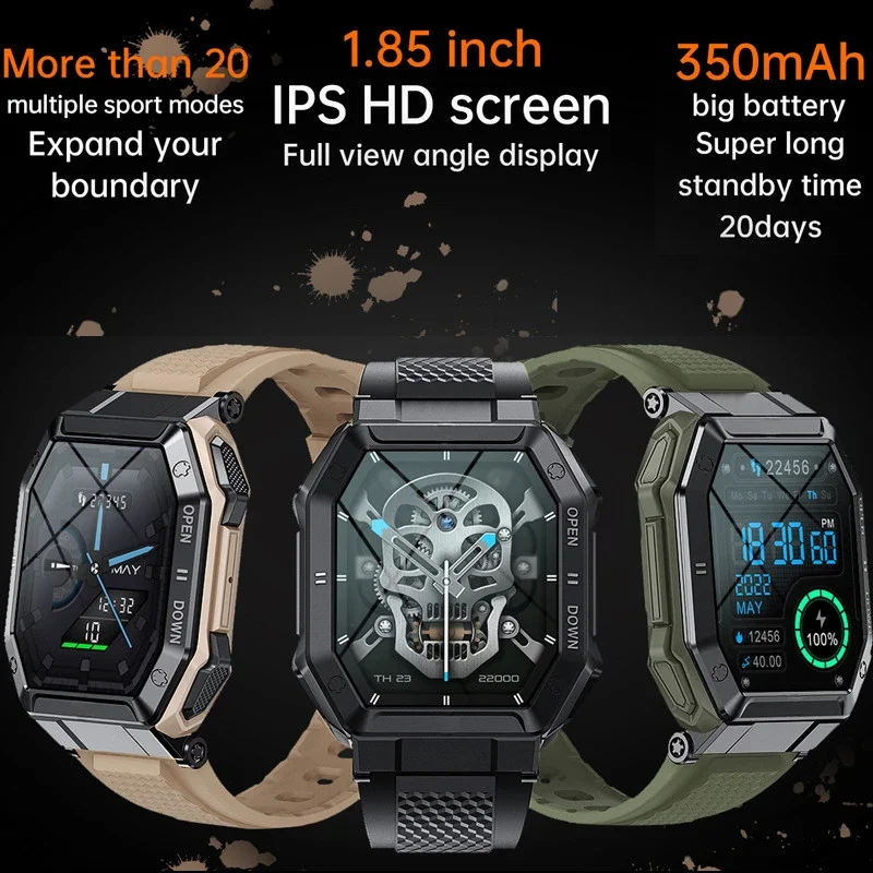 For Android IOSSmart Watch Men Bluetooth Call 350mAh 24H Healthy Monitor Sports Watches IP68 Waterproof Smartwatch