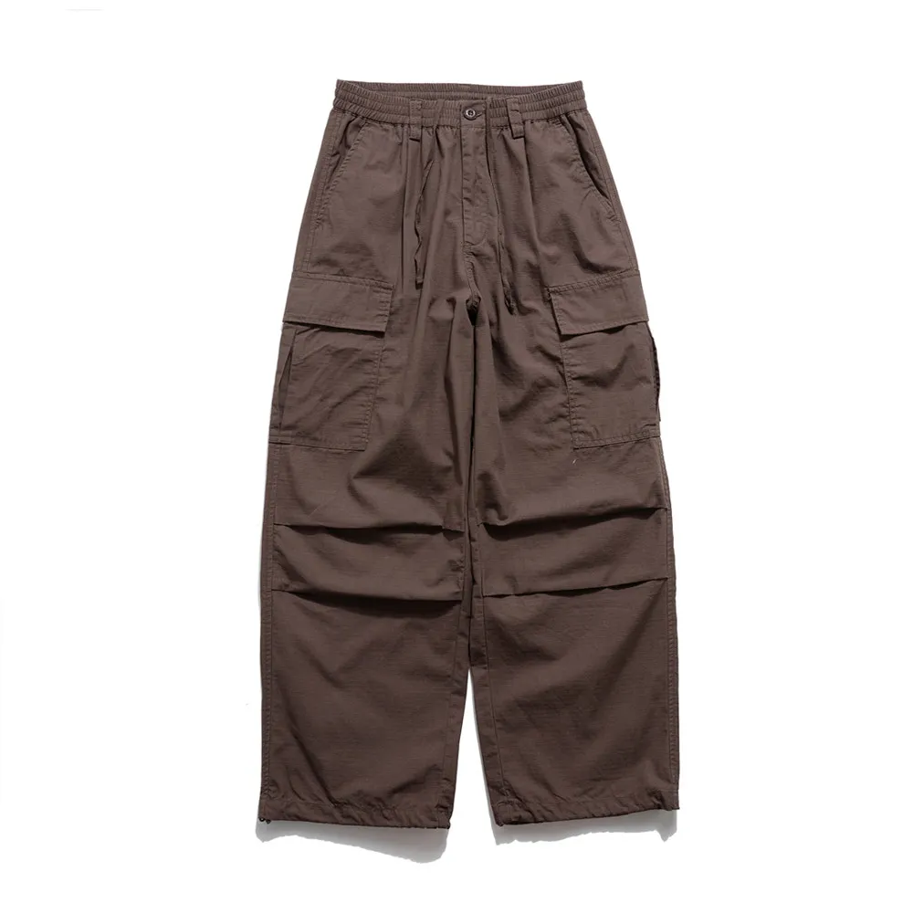 Amekaji Wear Paratrooper Pants Men's and Women's Functional Pocket Elastic Waist Overalls Loose Wide-Leg Trendy Earth Color