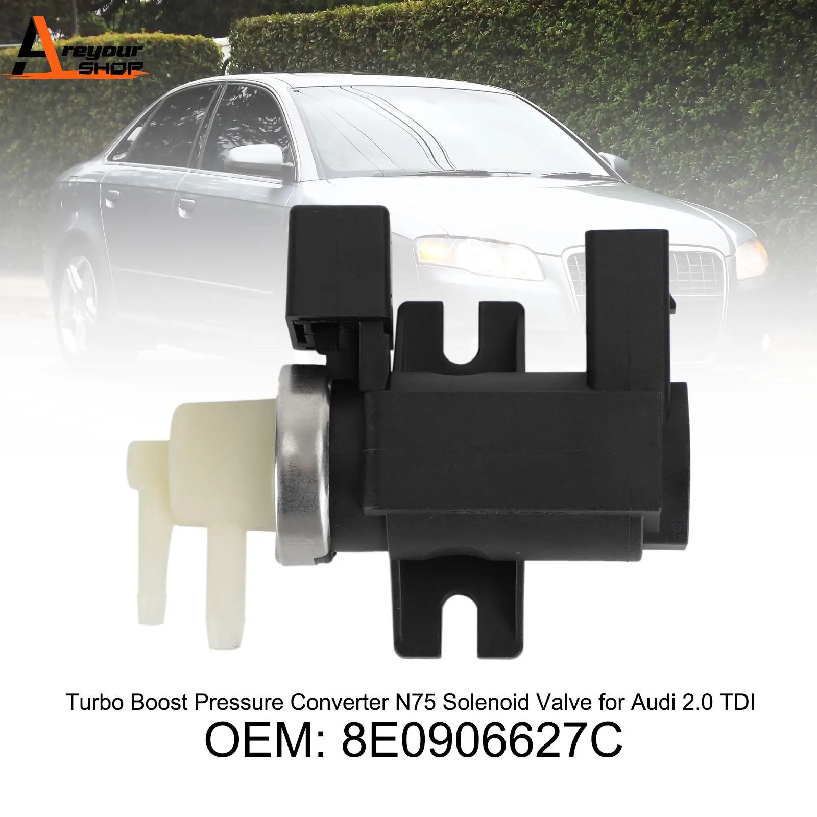 Areyourshop Turbo Boost Pressure Converter N75 Solenoid Valve for Audi 2.0 TDI 8E0906627C