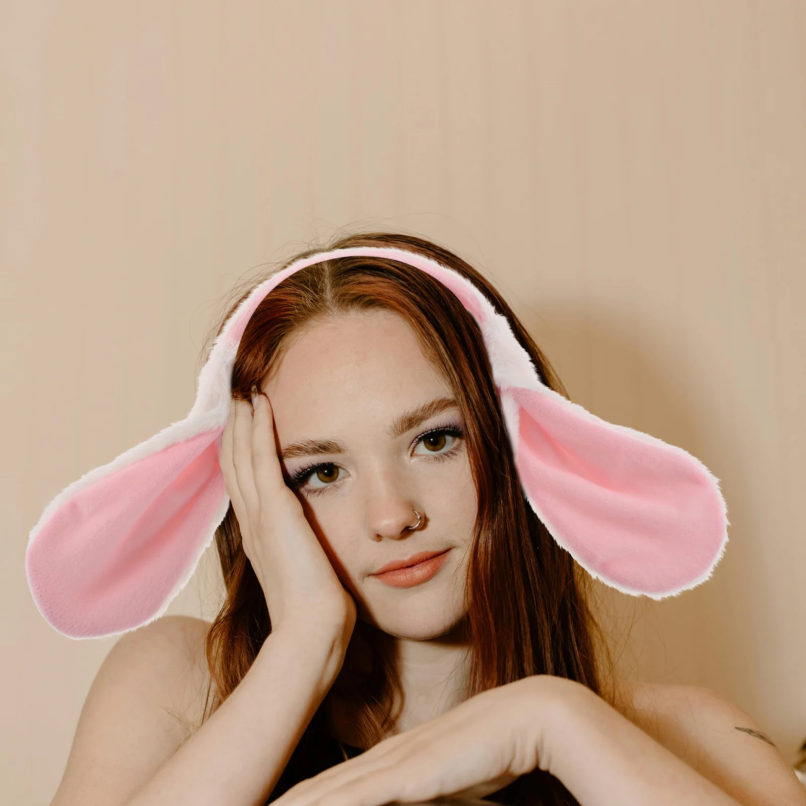 1 مجموعة آذان الأرنب عقال الذيل طقم تزيين احتفالي لعيد الفصح أزياء حفلة أرنب الأذن ملحق للنساء تأثيري-