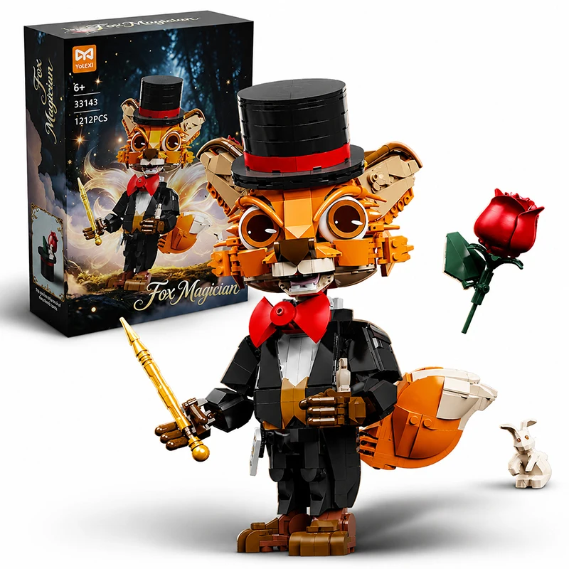 1212-teiliges Fuchs-Magier-Bausteinset, Fantasy-Tier-DIY-Modellbausatz, Sammlerstück, Deko-Bausteine, Montagespielzeug, kreative Geschenke für Kinder und Erwachsene