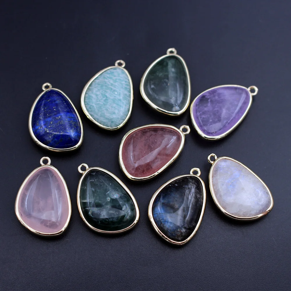 

6pcs Polished Natural Stone Pendant Charms Quality Labradorite Amazonite Stone Pendant for DIY Earrings Necklace Jewelry Making