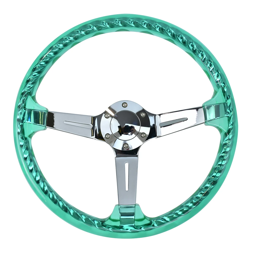 

TIYPEOR Colorful PC Material Automotive Universal 350mm Steering Wheel for Personalized Racing Car