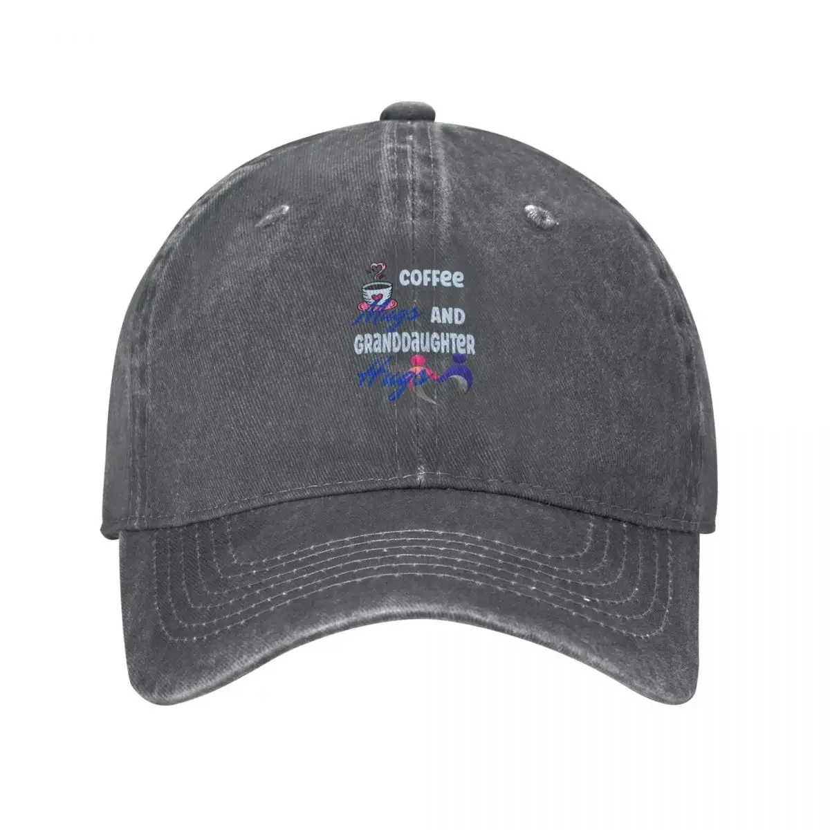 

Cute Coffee Mugs And Granddaughter Hugs Design Baseball Cap sun hat black Luxury Woman Men's