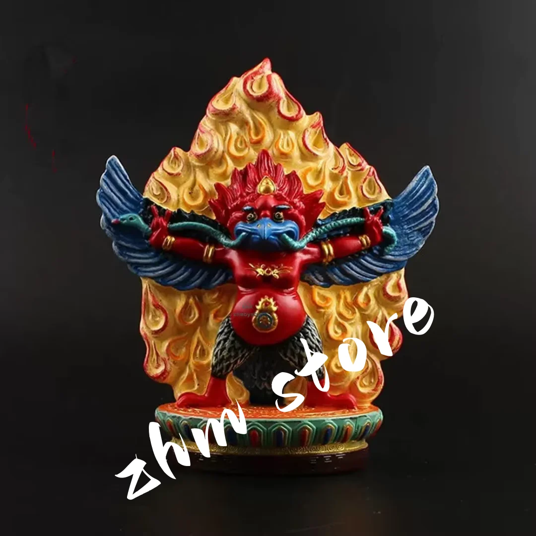 

14.5cm Delicate Resin Hand Plated Buddhist Bodhisattva Roc Golden Wings Bird Tibetan Esoteric Figure Buddha Statue