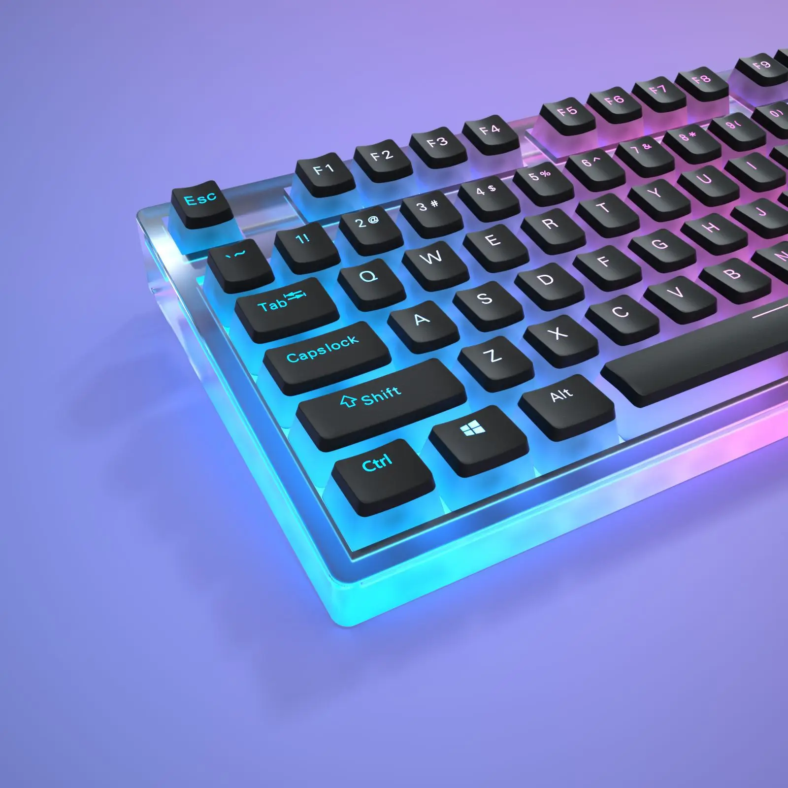 GOODGAO-Cap Teclado Mecânico, PBT Dual Color, Semi Transparente, Layout Inglês, Altura Original, 129 Chaves