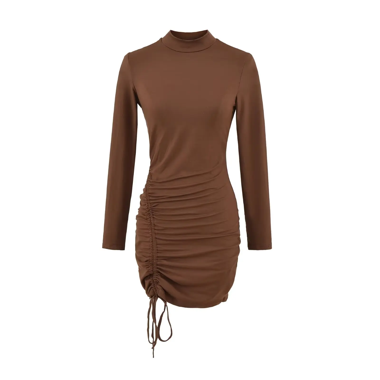 Sexy longo sve fino ajuste gola alta dr feminino dstring camada base ort saia ajuste apertado commute sle poliéster elastano