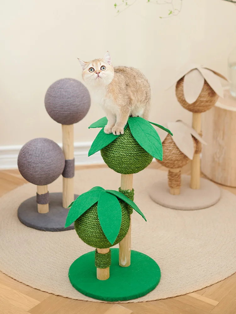 Cat Scratching Board Vertical Solid Wood Scratching Post Cat Scratching Ball Does Not Drop Debris And Wear-resistant Large Toys