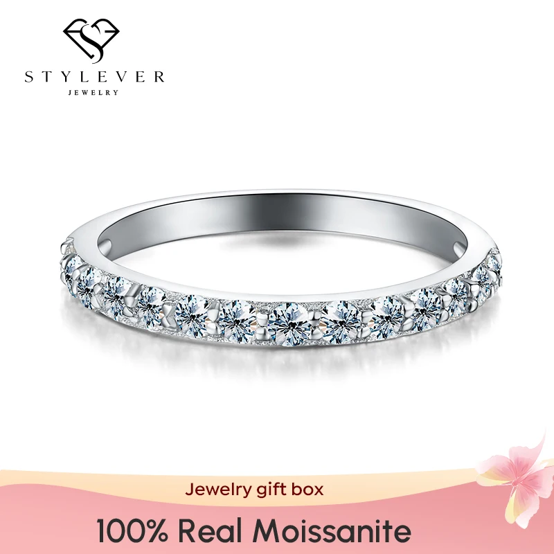 Stylever Real Moissanite Diamond Solitaire Stackable Wedding Rings for Women 925 Sterling Silver Luxury Quality Fine Jewelry