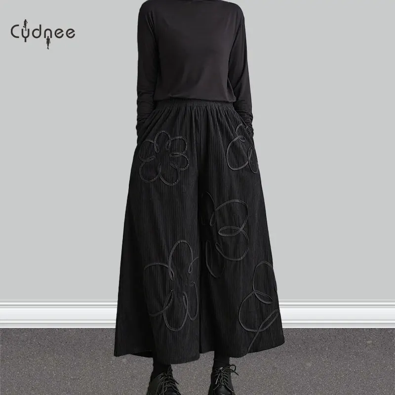 Corduroy Palazzo Pants Velvet Fabric Wide Cut Relaxed Fit Gender Neutral Wide Leg Pants For Autumn And Winter Slow Fashion