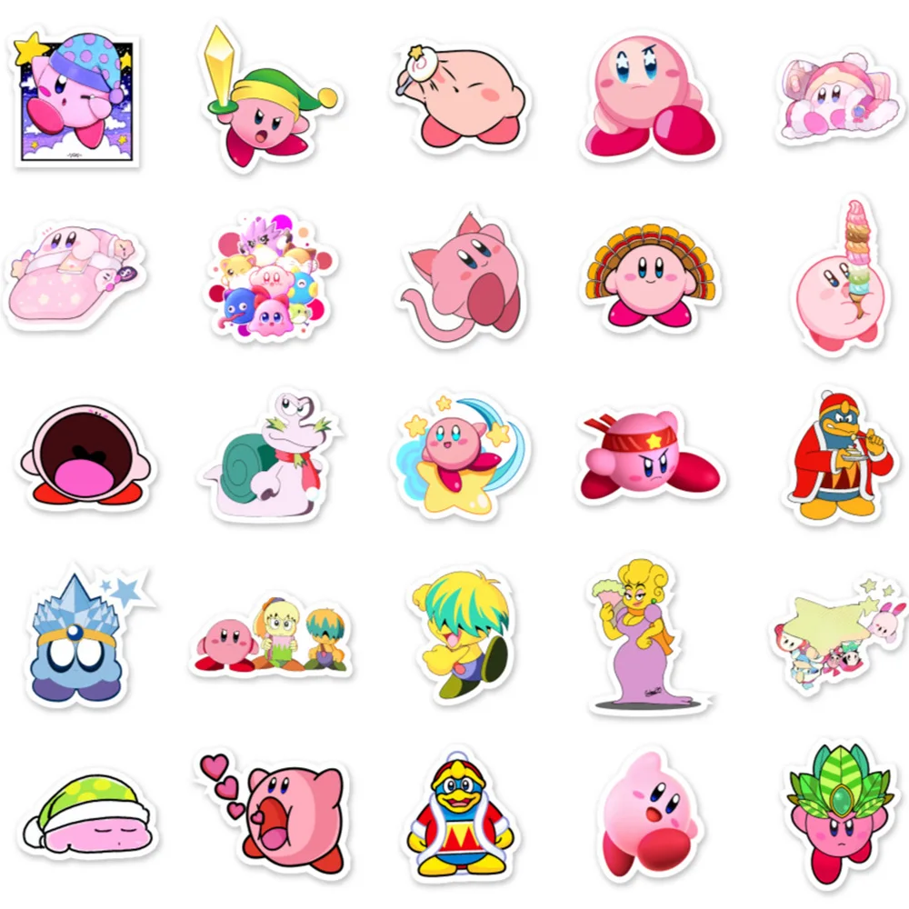 10/30/50PCS Cute Anime Kirby Stickers Kids Toys Decals DIY Notebook Bicycle Fridge Guitar Phone Graffiti Funny Sticker Gifts