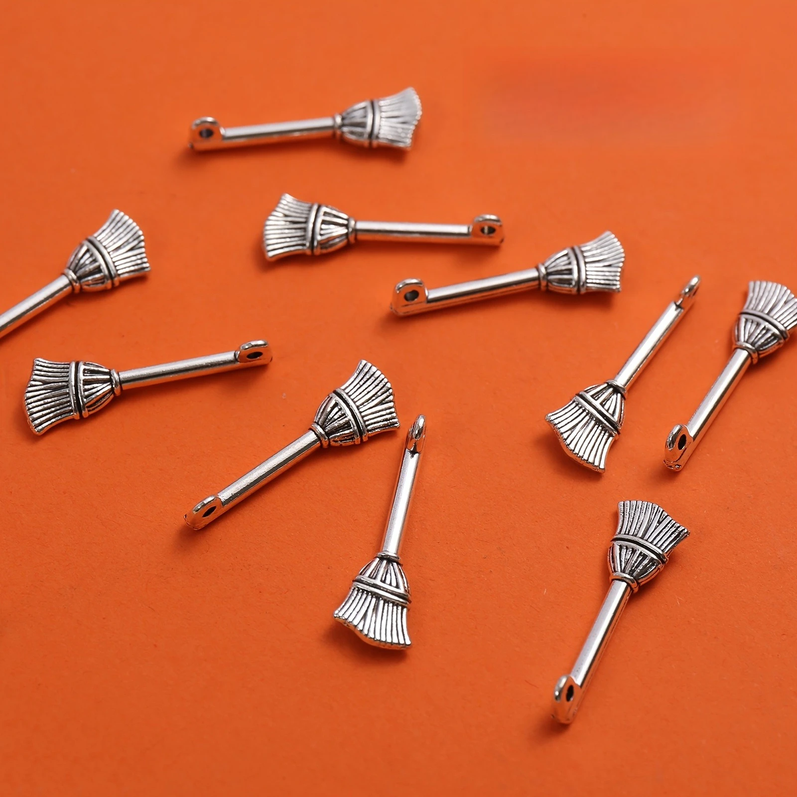10/20/50pcs Magic Broom Metal  Handmade Jewelry Mini Broom Shape Broom Hair Texture Is Delicate As If It Is a Flying Broom