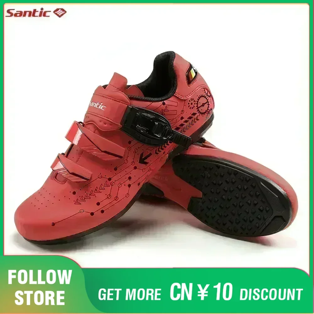 Santic Cycling Shoes Unisex Men Women Outdoor Breathable Bicycle Sneakers Adjustable Leisure Road Bike Riding Shoes Asian Size