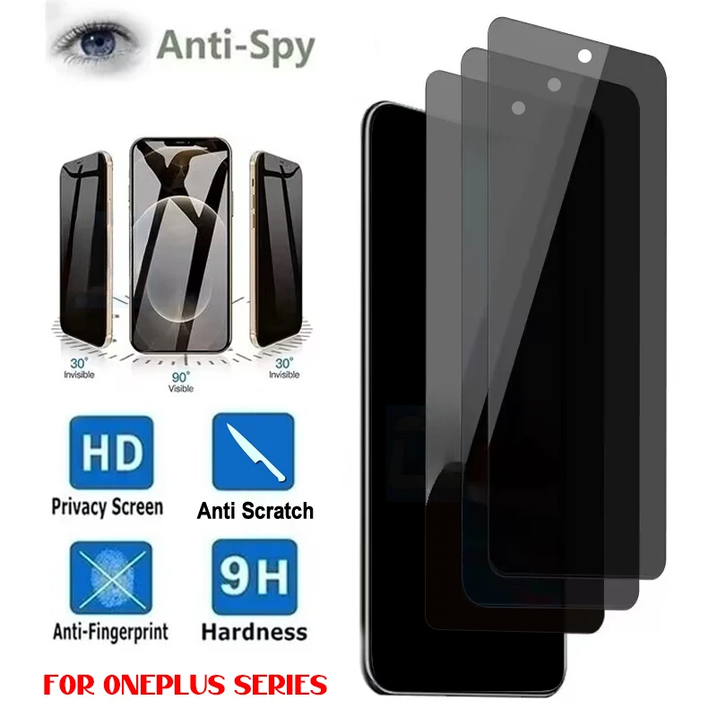 3Pcs Anti-spy Privacy Glass For OnePlus ACE 9 9R 9RT 10T 10R 8T 7T Pro Screen Protector Nord N300 N20 2T CE 2 3 Lite N200 N100