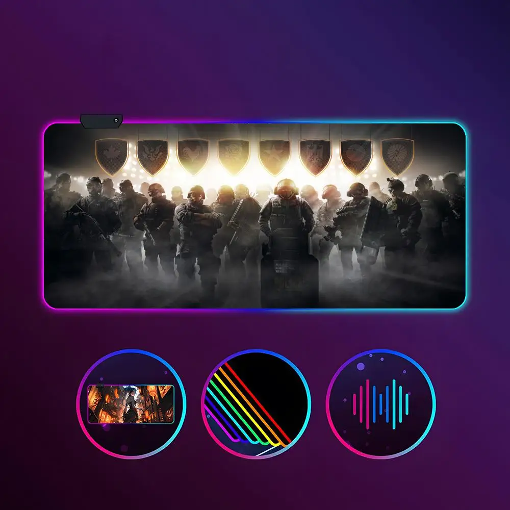 

Game Tom Clancys Rainbow Six Siege Mouse Pad RGB Luminous 900X400mm Large Table Mat Non-slip Extra Large Game Office Mouse Pad