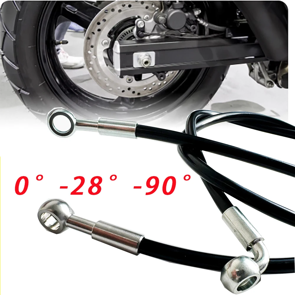 

Black 10cm-500cm Hydraulic Brake Hose For Motorcycles, Universal 0 ° -28 ° -90 ° Multi Angle Optional Stainless Steel Hose