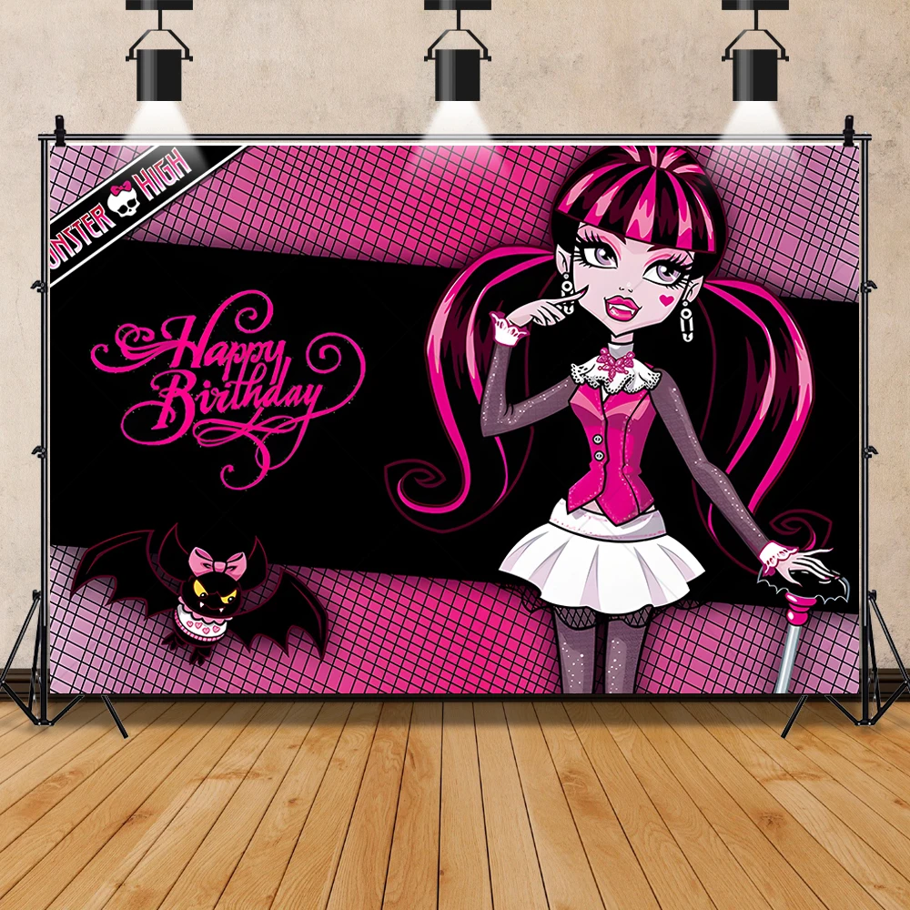 Disney Vampir Mädchen Hintergrund Geburtstag Party Banner Monster High Erwachsene Kinderzimmer Fotografie Dekor Studio Benutzerdefinierte Hintergrund