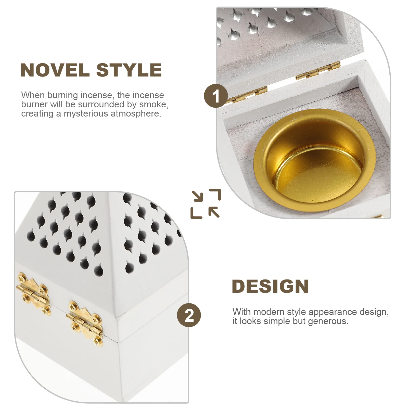 

1Pcs Chinese Style Incense Burner Desktop Censer Holder Wood Metal Home Aroma Therapy Decorative Creative Home Incense Holder