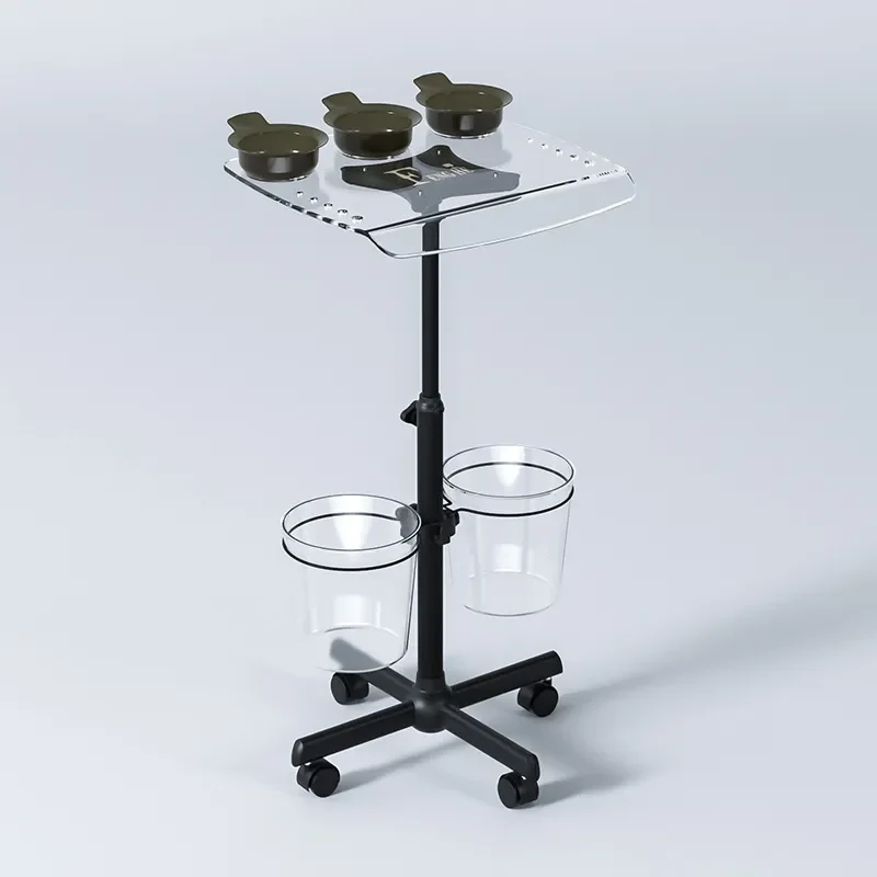 Luxury Acrylic Beauty Salon Trolley With Storage Bucket Rolling Makeup Cart For Hairdresser Professional Mobile Organizer