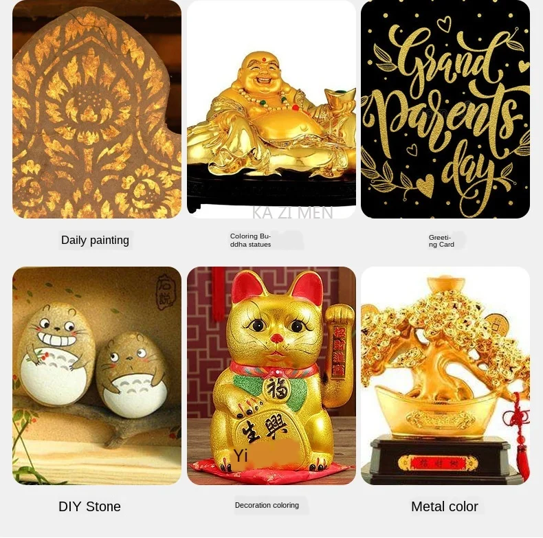 Metallic Acrylic Paint Golden Paint, Waterproof and Non-fading, Suitable for Statue DIY Hand Clothes Graffiti Paint