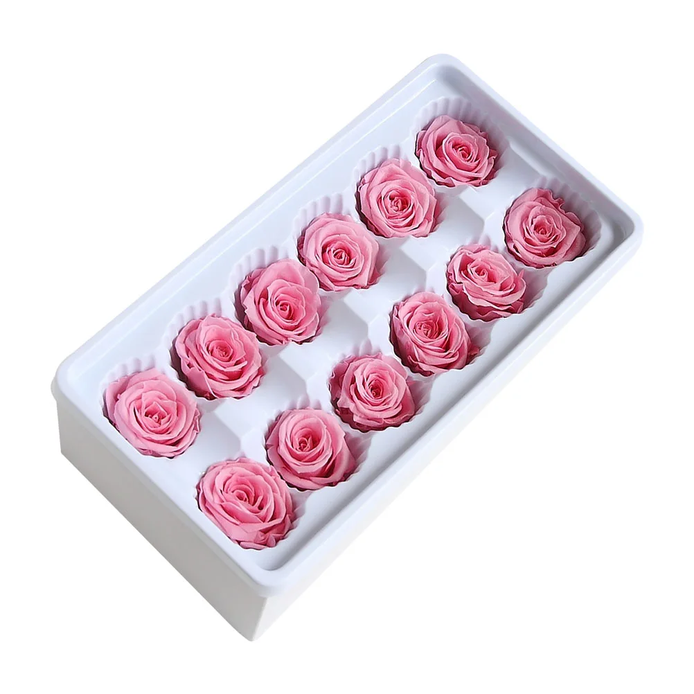 12 pz/scatola teste di fiori di rosa fresca conservate Rose di fiori secchi vita immortale fatti a mano fai da te disposizione dei fiori eterni