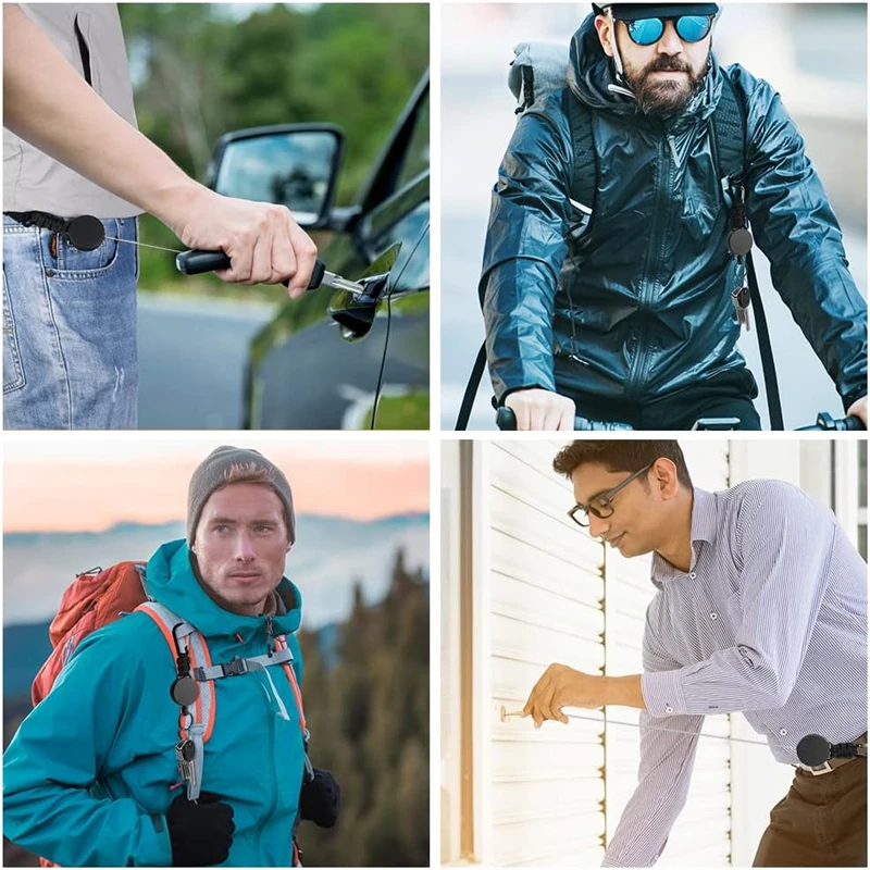 New 3/1PC Heavy Duty Retractable Key Chain Anti-theft Keychain with Carabiner Retractable Badges Holder Outdoor Multiple Tools