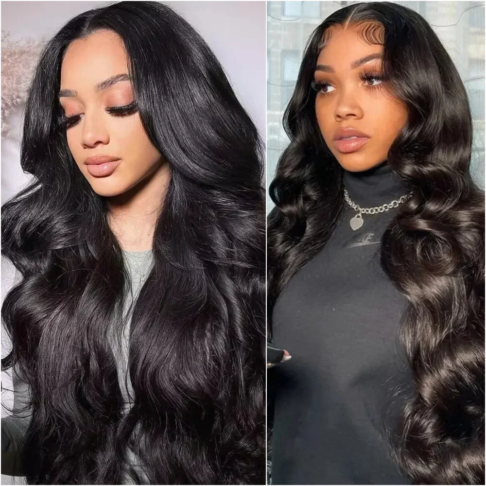 

34 36 Inch 13x6 Frontal HD Transparent Lace Natural Body Wave Wig 360 Full Lace Closure Human Hair Pre Plucked Wigs 5x5 Gluless