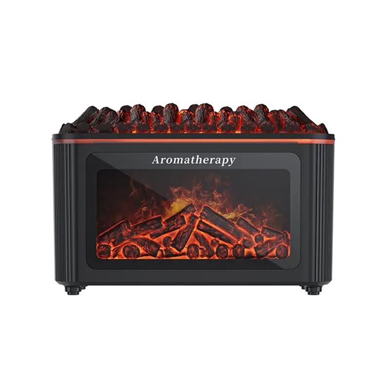 [NEW!A38F】 Flame Diffuser Desktop Fireplace Flame Humidifier Colorful Ambient Light Simulated Wood Aroma Diffuser A