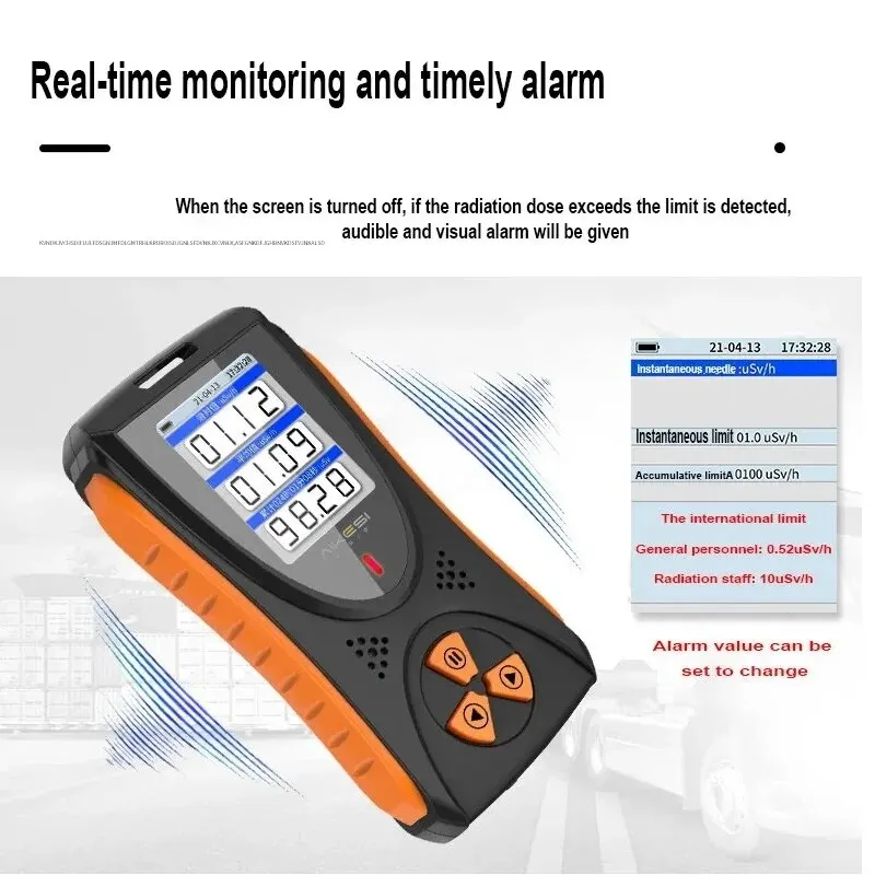 HFS-10 High-Sensitivity Dose Alarm X Β Γ Rays Nuclear Radiation Detector 0.05uSv-50mSv Geiger Counter with Alarm Function