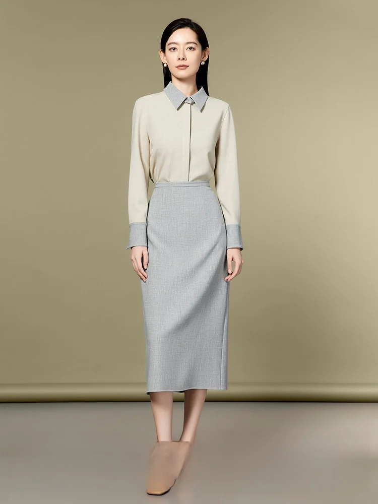 

CVANEA Commuter High Waist Straight Leg Casual Slimming Split Skirt Set Women's Spring Autumn Polyester Viscose Spandex