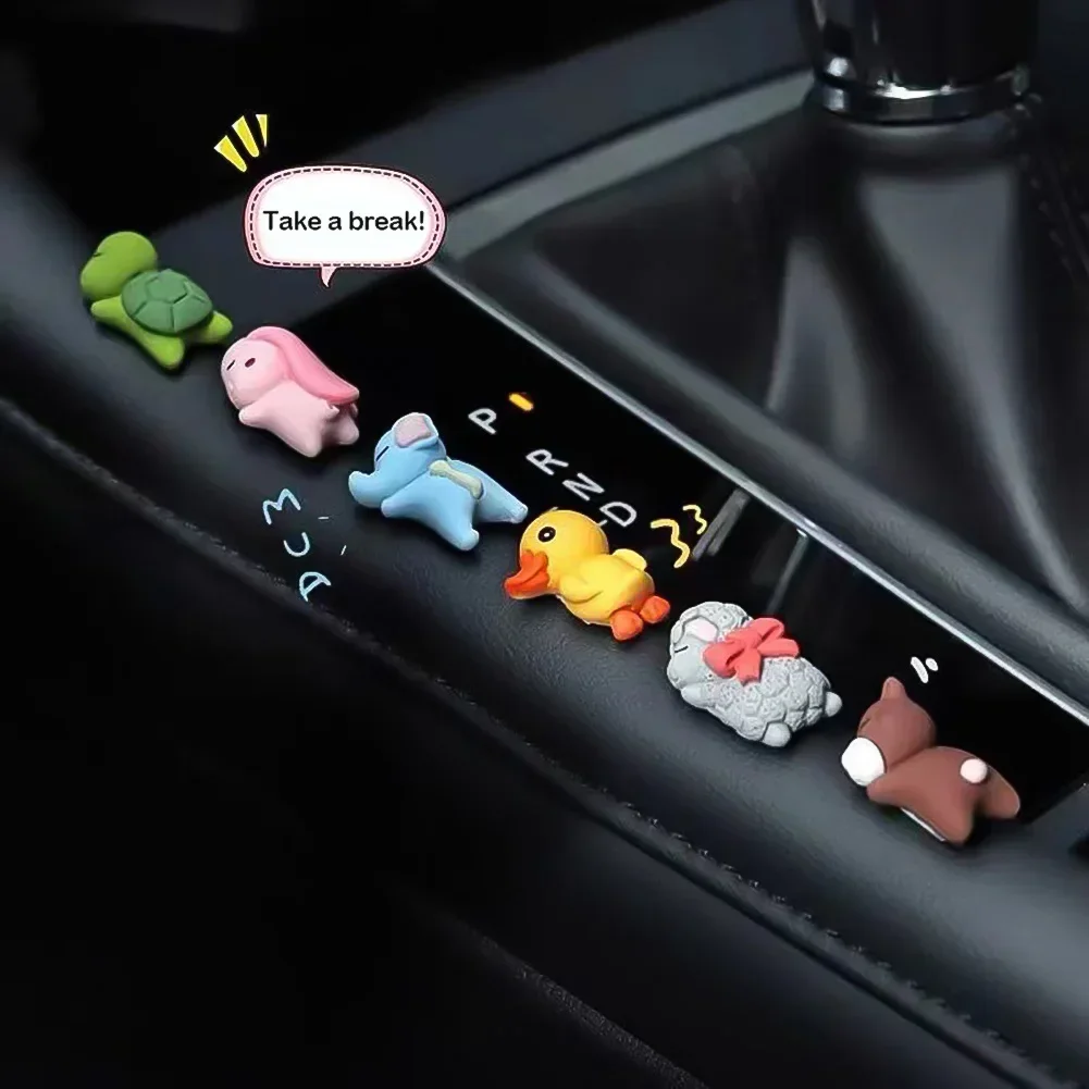 6pcs/1pcs Cute Car Ornaments Car Center Console Display Screen Car Interior Decorations Little Turtle Cute Pendant Doll Girl