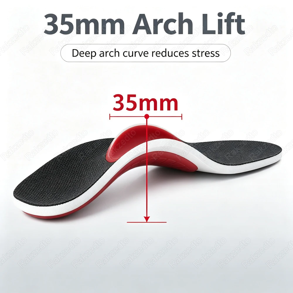 High Arch Support Orthotic Insole for Flat Feet Corrector Plantar Fasciitis Pain Relief Unisex Orthopedic Insoles for Work Shoes