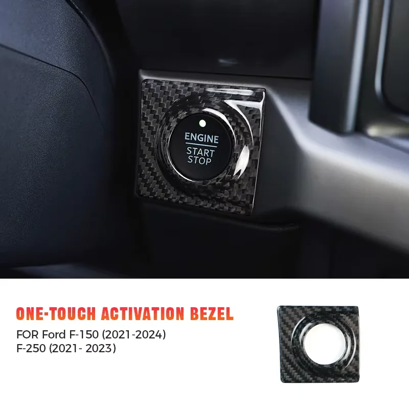 

For FORD F-150 2021-2025 F-250 2021-2023 Real Dry Carbon Fiber Start Engine Stop Button Activation Bezel Interior Modification