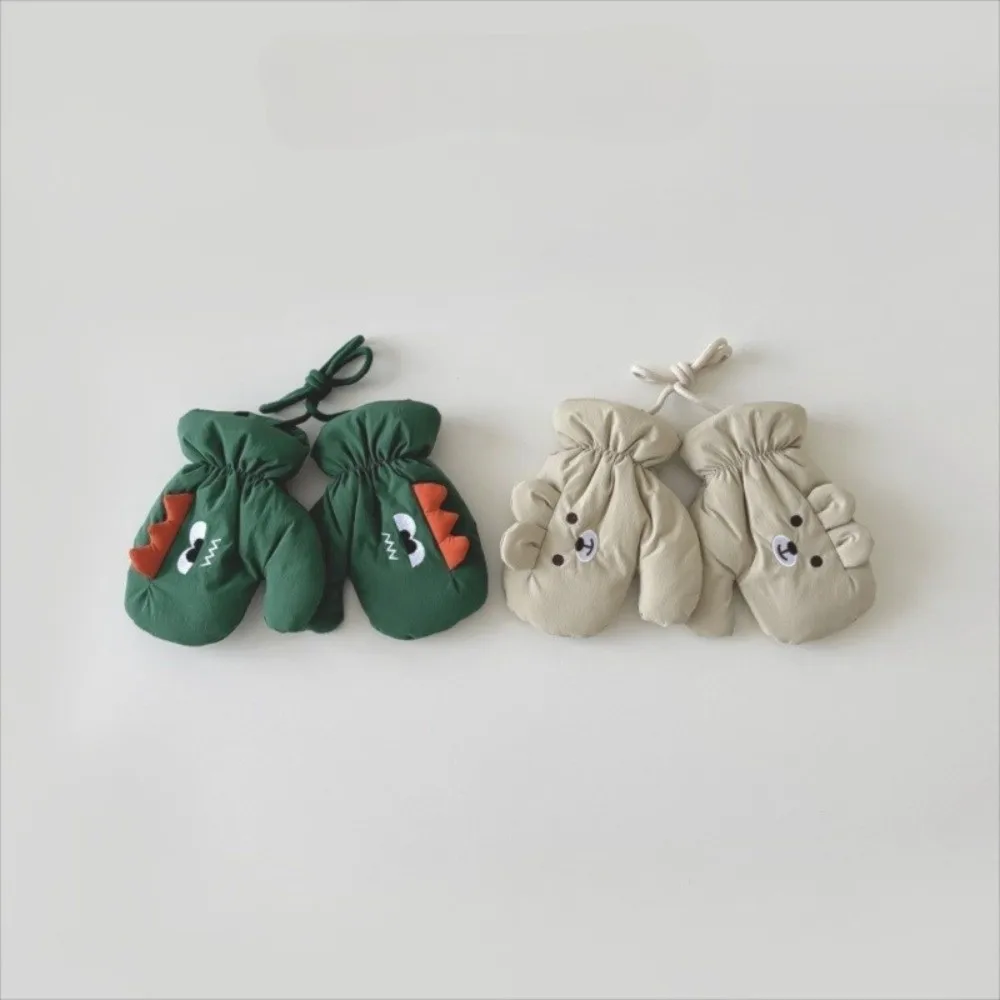 패션 귀여운 만화 곰 전체 손가락 장갑 두꺼운 방풍 따뜻한 장갑 방한 장갑 어린이