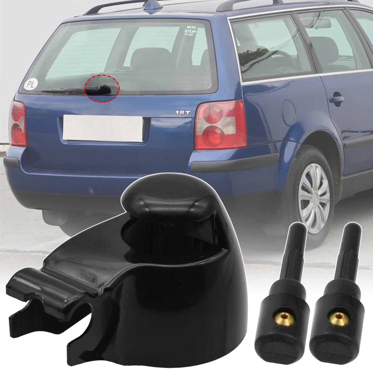 

Rear Windscreen Wiper Arm Rocker Bolt Cover Cap Washer Jet Nozzles For VW Passat Wagon 3B5 3B6 1997 - 2001 2002 2003 2004 2005