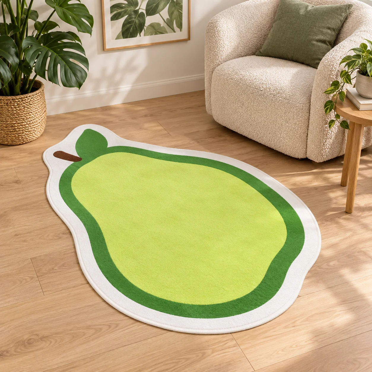 Cartoon Fresh Pear Floor Mat Flannel Rug Soft Non Slip Washable Door Mat For Bathroom Bedroom Kitchen Home Decor