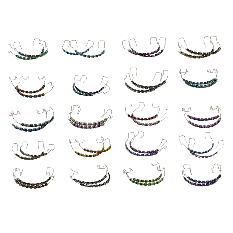 1 paio di fili metallici temporanei staffa metallica bretelle finte staffe colorate per denti legature ortodontiche fascette dentali