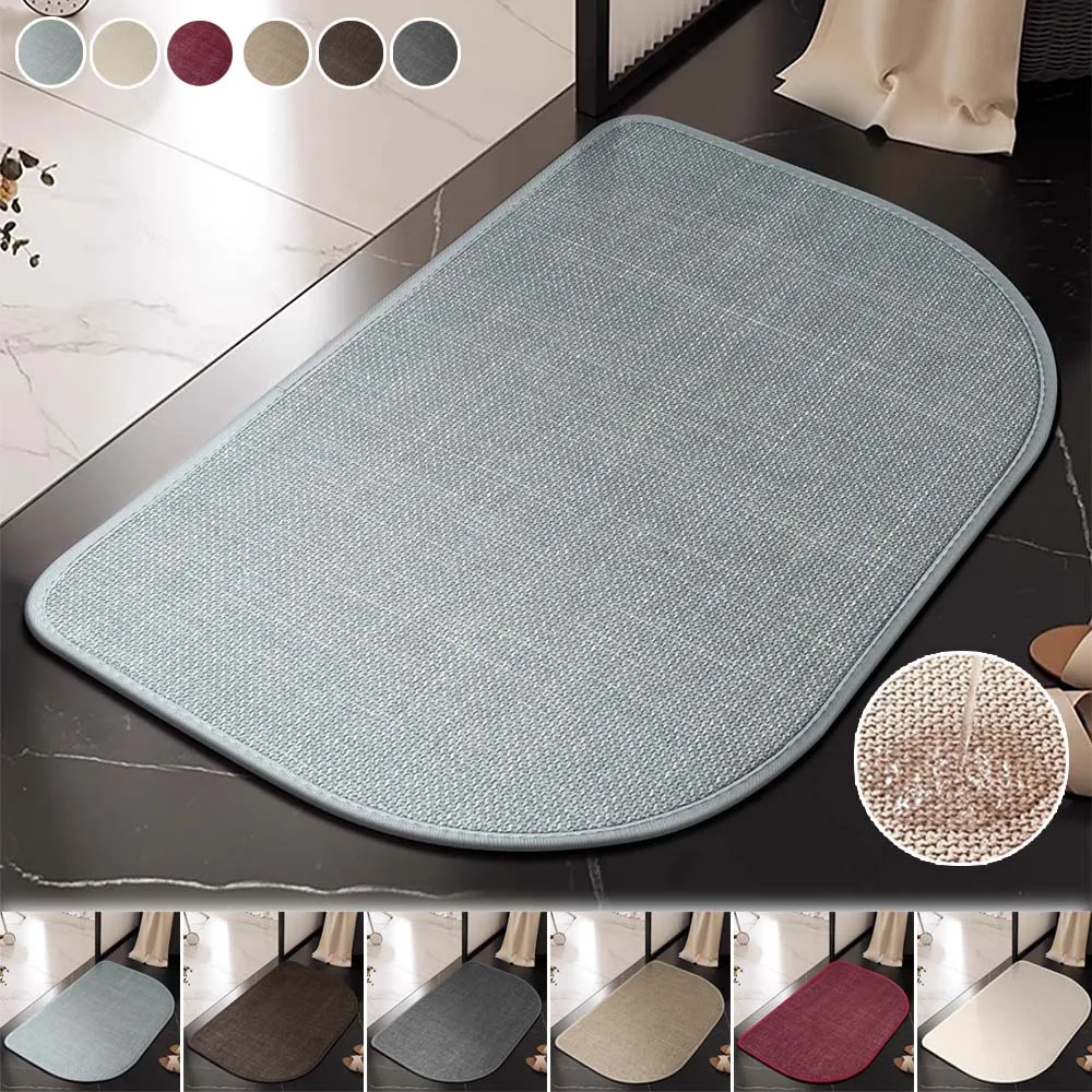 

1PC Thick Absorbent Bathroom Rug Non-Slip Linen Floor Mat Quick Dry Bath Mats for Shower Room Doorway Entrance Modern Home Decor