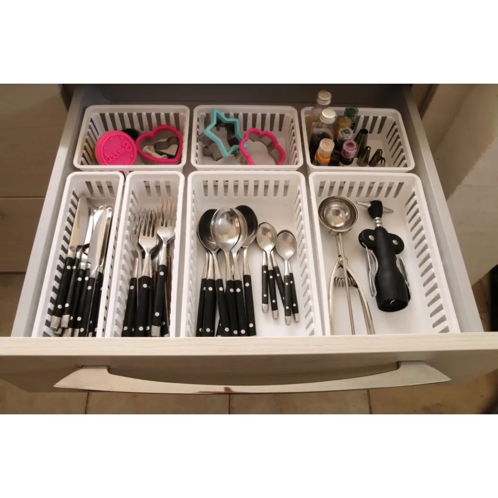 

Квадратные мини-лотки для хранения, штабелируемые, белые, 3 шт.