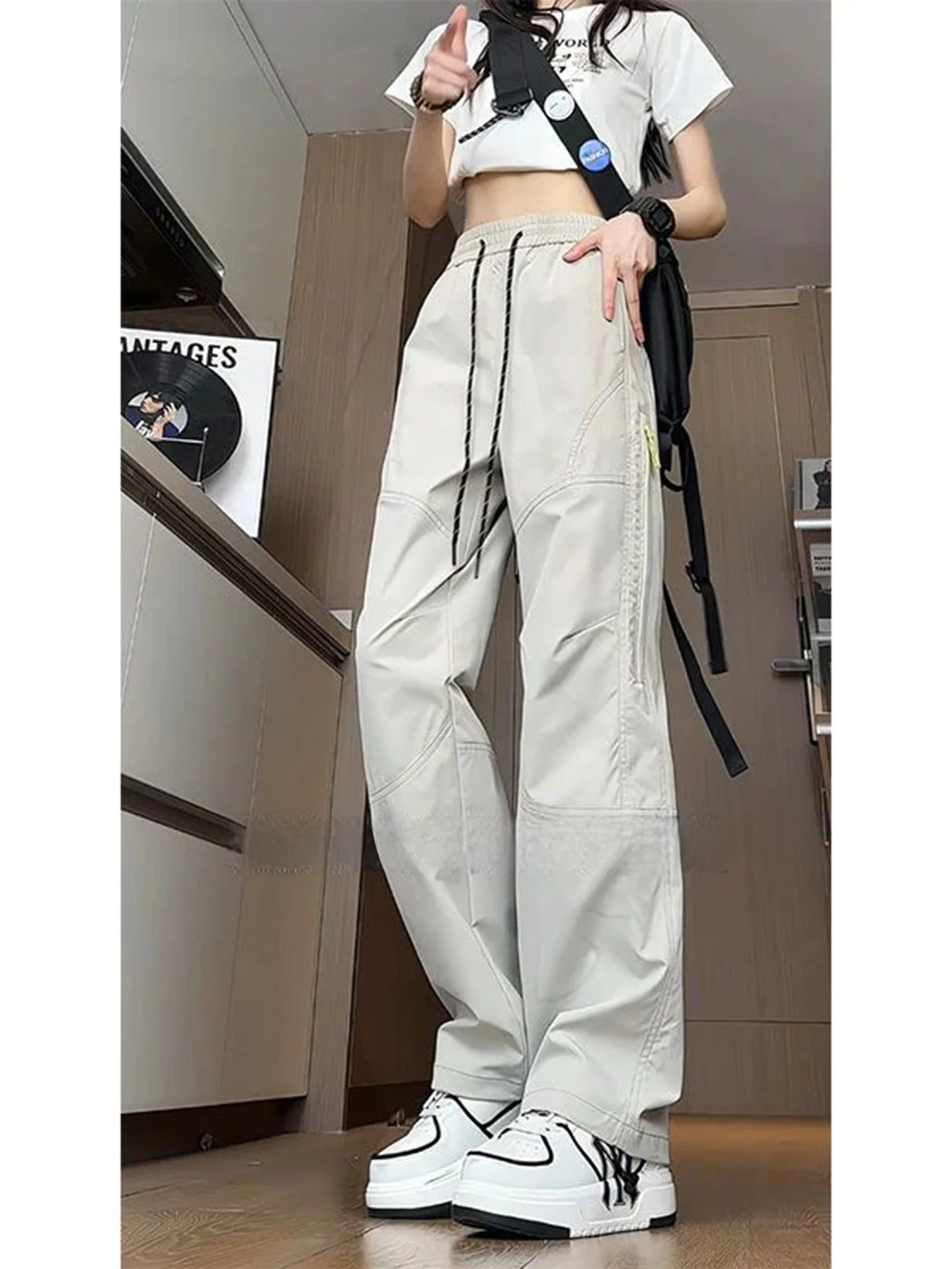 Qui Dry Me Breathable Work Trousers Men's Summer American Slant Cut Casual Pants Side Zipper Function  Trousers