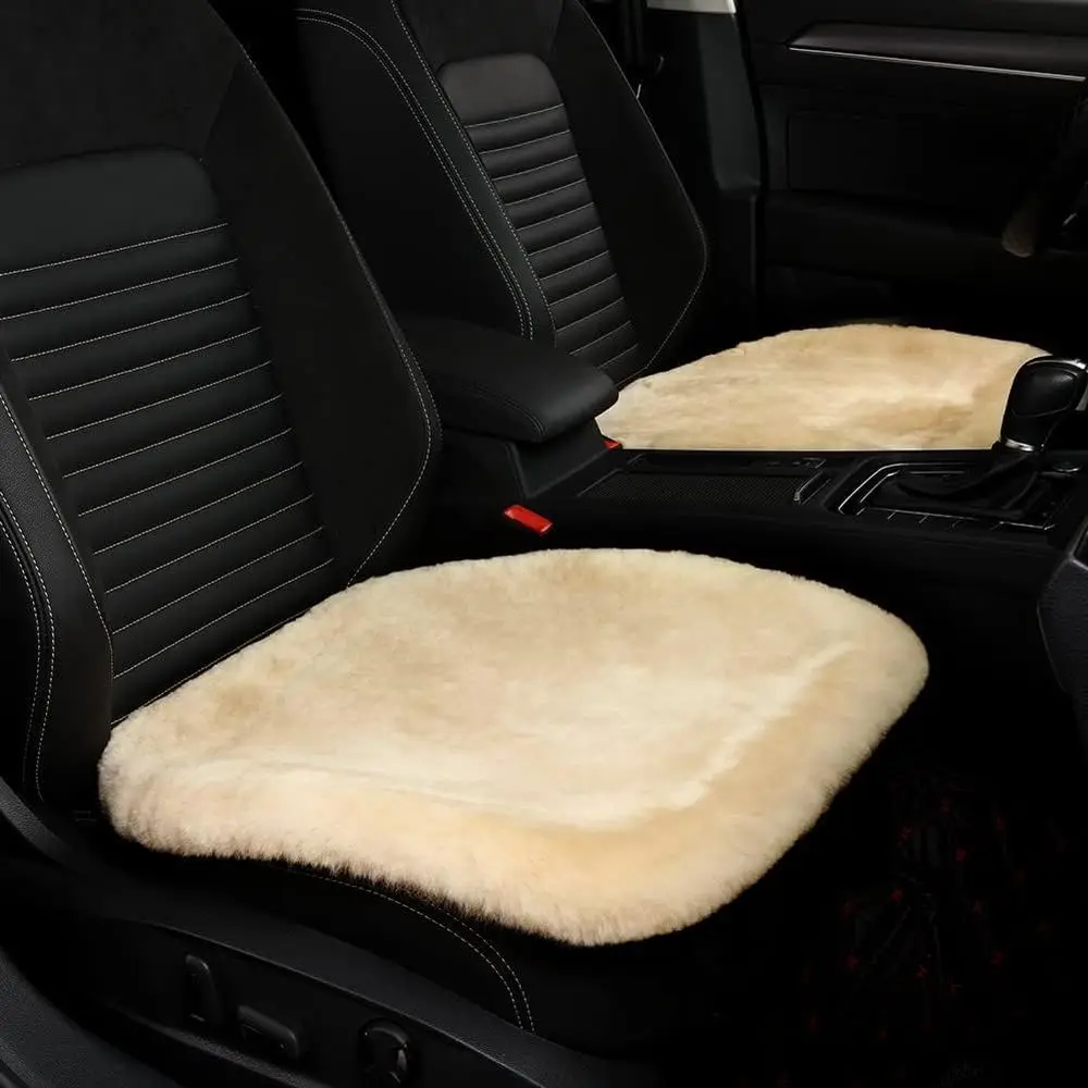 Genuine Sheepskin Car Seat Cushion Seat Covers for Cars Trucks SUV Comfort Seat Protector Pad for Car Driver Seat Car Accessorie
