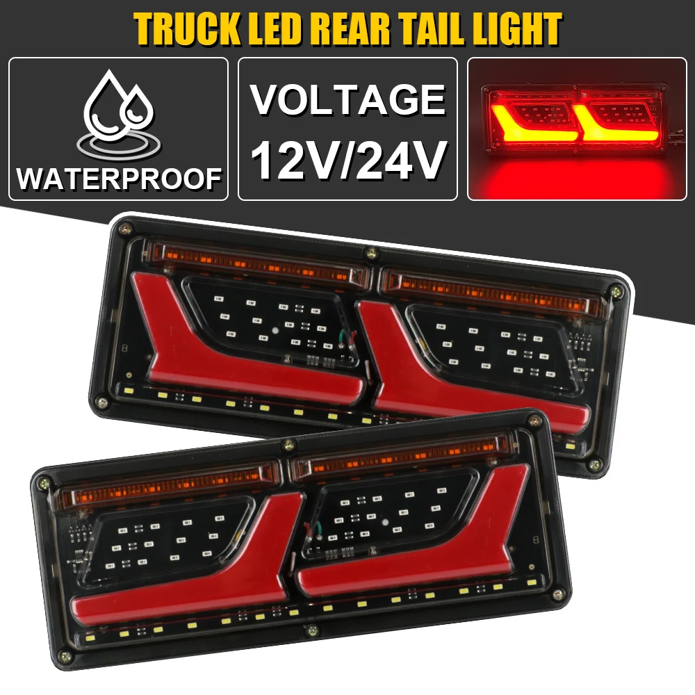 24V Truck Lights Trailer Taillights 12V Car Turn Signal Fog Flashing Tail Lamp Rear Stop Brake Reverse Indicator LED Side Marker