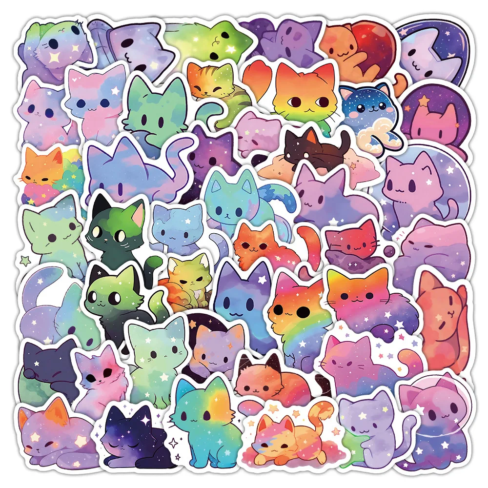 52 Sheets Celestial Cat Stickers - Starry Night Themed Labels for Notebook, Luggage & Scrapbook Peel Joy Sticker Store