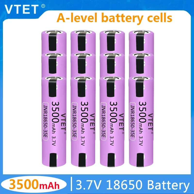 VTET 2024 nowy 35E 18650 3500mah wysokiej mocy ładowania ładowania akumulatora wysokiej mocy, 30a wysoki prąd + DIY nikiel