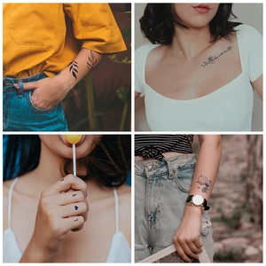 عصير الوشم مثير للماء مؤقت الوشم زهرة رسائل على اليد الذراع الخصر الوشم ملصقات العشبية وهم وهمية للرجال أعلى 5 بيع وقحة الوشم - No4