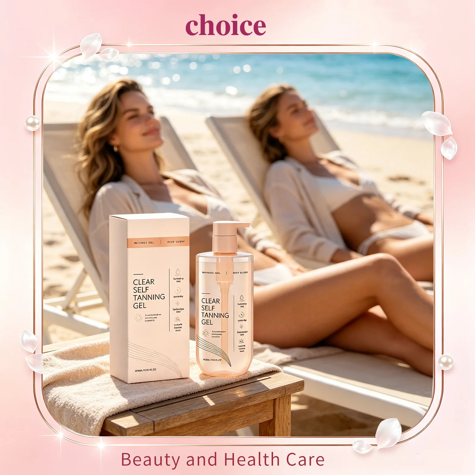 Clear Self Tanning Gel Deep Glow Translucent Skin Tone Hydrating Lightweight Smooth Non staining Long Lasting Body Tanning Gel